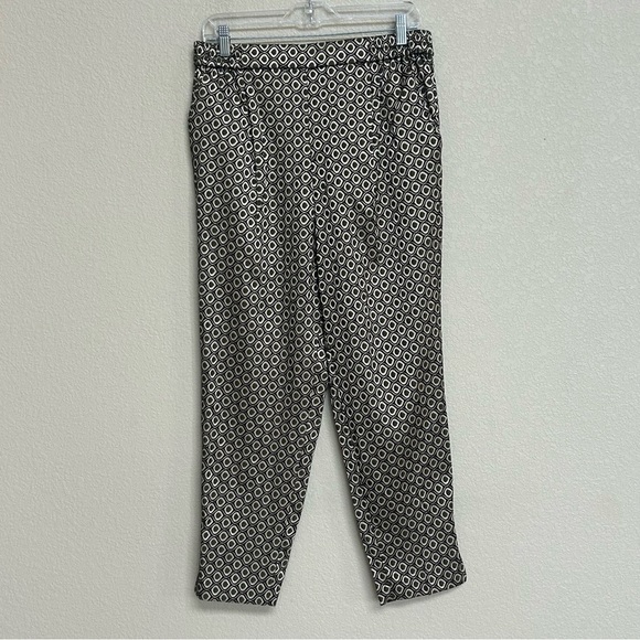 Anthropologie Women’s Slim Ankle Pants Black Gold Geometric Print Size Medium - Picture 1 of 8